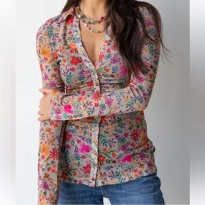 NWT Natural Life Carina Floral Mesh
Long Sleeve Top L